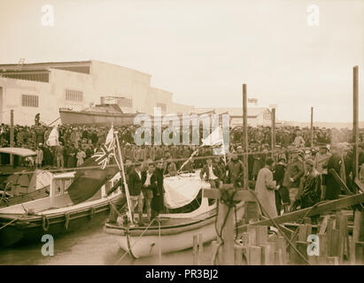 Offizielle Eröffnung des Tel Aviv Port. Fahnen & Dekorationen, Israel, Tel Aviv Stockfoto