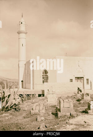 Arabische Fabriken und allgemeine Verbesserungen in Nablus, die neue Moschee an der Außenseite. Nablus, im Nahen Osten, Hauptstraße. 1940, West Bank Stockfoto