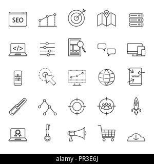 Einfache seo Icons für Website oder Basic Element mit Outline- oder line style vector Abbildung Stockfoto