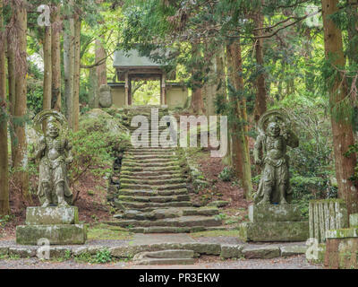 Nio Wächter an der Annäherung an Futagoji Tempel, Kanisaki, Oita, Kyushu, Japan. Stockfoto