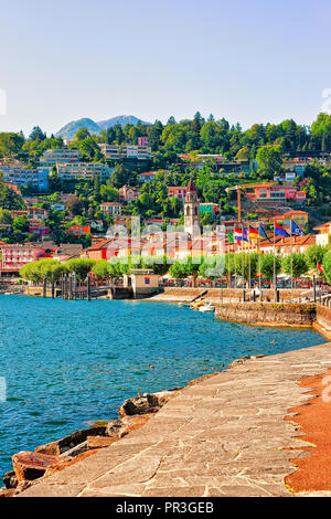 Ascona, Schweiz - 23 August 2016: Damm des luxuriösen Resort in Ascona am Lago Maggiore im Tessin Kanton der Schweiz. Stockfoto