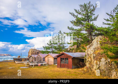 Wajima, Hokuriku, Japan alte Fischerdorf Hütten. Stockfoto