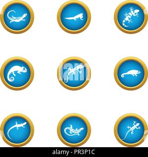 Lebendgebärenden Eidechse Symbole, flacher Stil Stock Vektor