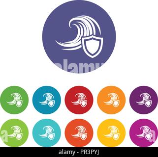Hochwasserschutz Icons Set Vector Farbe Stock Vektor