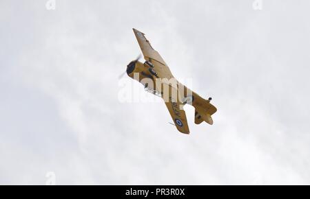 North American Harvard KF 183 Durchführen am IWM Duxford Airshow 2018 Schlacht von Großbritannien Stockfoto