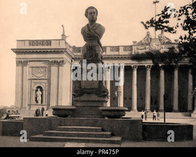 ODESSA; RUSSLAND - ca. 1907: Alte Ansichtskarte der Denkmal des berühmten russischen Dichter Alexander Puschkin in Odessa, kaiserlichen Russland. Stockfoto