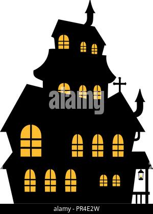 Halloween verwunschenen Schloss Szene Vector Illustration Design Stock Vektor