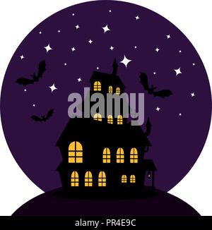 Halloween verwunschenen Schloss in der Nacht Vector Illustration Design Stock Vektor