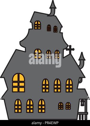 Halloween verwunschenen Schloss Szene Vector Illustration Design Stock Vektor