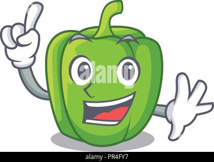 Finger grüne Paprika auf Maskottchen isoliert Stock Vektor