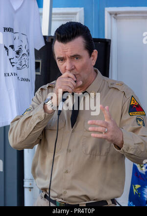 PORTHCAWL, VEREINIGTES KÖNIGREICH. 29. September 2018. Ein Performer im 2018 Elvis Festival in Porthcawl, South Wales. © Foto Matthew Lofthouse - Freier Fotograf Credit: Matthew Lofthouse/Alamy leben Nachrichten Stockfoto