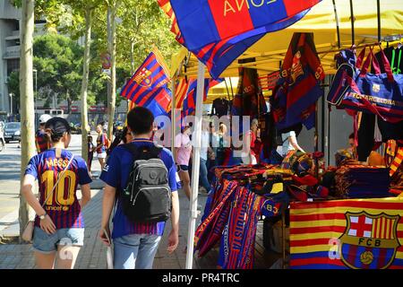 Barcelona, Spanien. 29. September 2018. FC Barcelona Anhänger während ein Ziel fest, La Liga, Fußballspiel zwischen FC Barcelona und Athletic Bilbao CF auf September 29, 2018 im Camp Nou Stadion in Barcelona, Spanien. Credit: CORDON Cordon Drücken Sie die Taste/Alamy leben Nachrichten Stockfoto