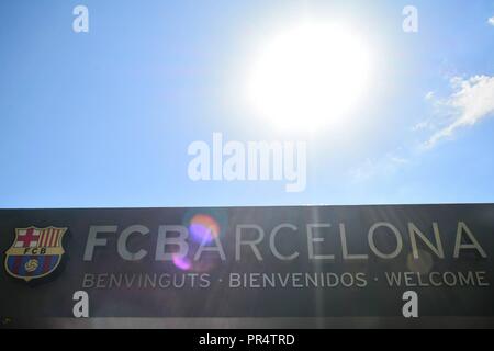 Barcelona, Spanien. 29. September 2018. FC Barcelona Anhänger während ein Ziel fest, La Liga, Fußballspiel zwischen FC Barcelona und Athletic Bilbao CF auf September 29, 2018 im Camp Nou Stadion in Barcelona, Spanien. Credit: CORDON Cordon Drücken Sie die Taste/Alamy leben Nachrichten Stockfoto