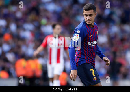 Camp Nou, Barcelona, Spanien. 29 Sep, 2018. Liga Fußball, Barcelona gegen Athletic Bilbao; Philippe Coutinho des FC Barcelona Quelle: Aktion plus Sport/Alamy leben Nachrichten Stockfoto