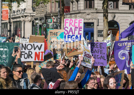 Dublin, Irland. 29. September 2018. 7. Jährliche März für Wahl gratis Sicher und Legal in Dublin nach Aufhebung der 8, weil wir immer noch die Abtreibung zugreifen müssen. Mit: Credit: Fabrice Jolivet Credit: Fabrice Jolivet Fotografie/Alamy leben Nachrichten Stockfoto