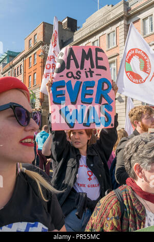 Dublin, Irland. 29. September 2018. 7. Jährliche März für Wahl gratis Sicher und Legal in Dublin nach Aufhebung der 8, weil wir immer noch die Abtreibung zugreifen müssen. Mit: Credit: Fabrice Jolivet Credit: Fabrice Jolivet Fotografie/Alamy leben Nachrichten Stockfoto