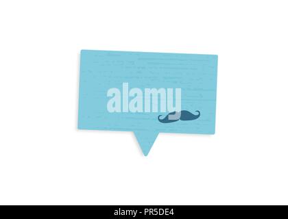 Leere texturierte Sprechblase mit Schnurrbärten Dekoration auf weißem Hintergrund. Vector Illustration. Stock Vektor