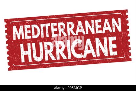 Mediterrane Hurrikan Zeichen oder Stempel auf weißem Hintergrund, Vector Illustration Stock Vektor