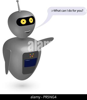 Chatbot sagen Benutzer Was kann ich tun. Vektor Stock Vektor