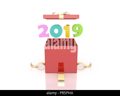 Neues Jahr 2019 Creative Design Concept-gerenderten 3D-Bild Stockfoto