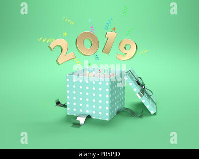 Neues Jahr 2019 Creative Design Concept-gerenderten 3D-Bild Stockfoto