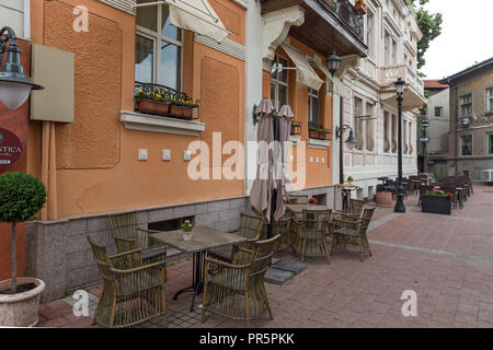 PLOVDIV, Bulgarien - 25. MAI 2018: Straßen in der Mitte der Stadt von Plovdiv, Bulgarien Stockfoto