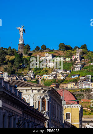 Blick in Richtung El Panecillo, Quito, Provinz Pichincha, Ecuador Stockfoto