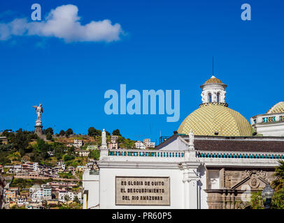 Blick in Richtung El Panecillo, Quito, Provinz Pichincha, Ecuador Stockfoto