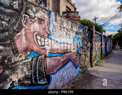 Street Art in La Floresta Nachbarschaft, Quito, Provinz Pichincha, Ecuador Stockfoto