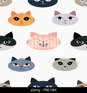 Lustige Katzen Muster nahtlose Vektor Stock Vektor