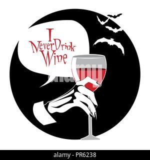 Vampire hand Glas Wein Stock Vektor
