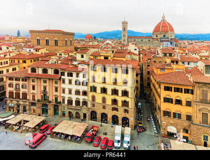 Florenz, Italien - Oktober 16, 2016: Blick auf den Platz der Signora, die Piazza della Signoria in Florenz, in Italien im Sommer Stockfoto