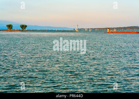 Genf, Schweiz - 30 August 2016: Pier am Genfer See in Genf, Schweiz Stockfoto