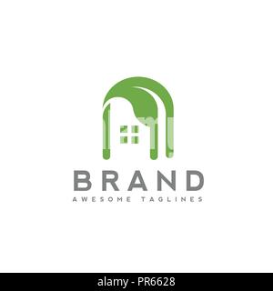 Green House Building logo, green house building Logo. Natur Haus logo Konzept Stock Vektor