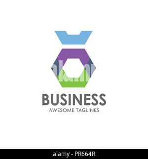 Hexagon König Color Vector Logo Konzept Abbildung. Hexagon geometrische vieleckige Logo. Hexagon abstrakte Logo. Vektor logo Vorlage. Design Element. Stock Vektor