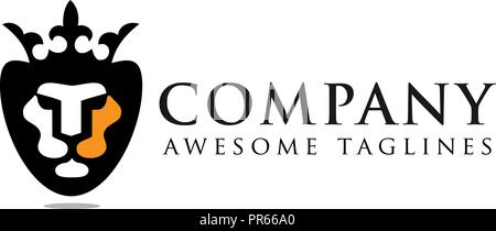 Lion's Head vector. Lion Kings Head Logo. Löwe mit Krone logo Vektor Stock Vektor