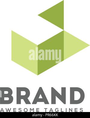 Einfache 3d-box Logo Design, versteckte, geometrische Logo, symmetrisches Symbol, Quadrat, Quadrat Form Firmenlogo Stock Vektor