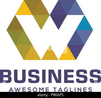Buchstabe W Farbe Logo Vorlage vektor design Logo, geometrische Farbe Buchstaben W Logo Vorlage für Ihr Unternehmen Stock Vektor