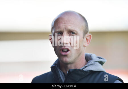 Yeovil-Manager Darren Way während des Spiels der Sky Bet League 2 zwischen Crawley Town und Yeovil Town im Broadfield Stadium , Crawley , 29. September 2018 - nur für redaktionelle Verwendung. Keine Verkaufsförderung. Für Football-Bilder gelten Einschränkungen für FA und Premier League. Keine Nutzung des Internets/Handys ohne FAPL-Lizenz - für Details wenden Sie sich an Football Dataco Stockfoto