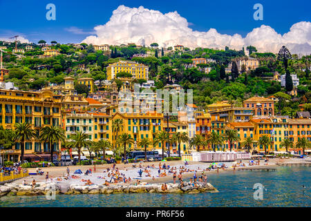 Santa Margherita Ligure Strand - Italienische Riviera - Ligurien - Italien Stockfoto