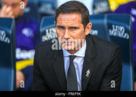 29. September 2018, Universität Bolton Stadium, Bolton, England; Sky Bet Meisterschaft, Bolton Wonderers v Derby County; Frank Lampard Manager von Derby vor dem Spiel Quelle: Craig Milner/News Bilder der Englischen Football League Bilder unterliegen DataCo Lizenz Stockfoto