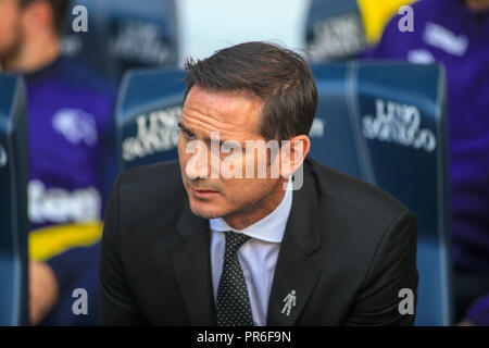 29. September 2018, Universität Bolton Stadium, Bolton, England; Sky Bet Meisterschaft, Bolton Wonderers v Derby County; Frank Lampard Manager von Derby vor dem Spiel Quelle: Craig Milner/News Bilder der Englischen Football League Bilder unterliegen DataCo Lizenz Stockfoto