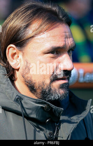 29. September 2018, Carrow Road, Norfolk, England; Sky Bet Meisterschaft, Norwich City v Wigan Athletic; Daniel Farke Manager von Norwich City Credit: Georgie Kerr/News Bilder der Englischen Football League Bilder unterliegen DataCo Lizenz Stockfoto