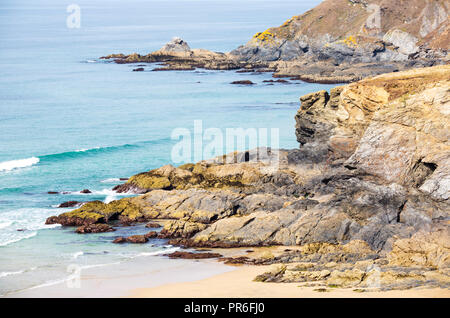 Küste in der Nähe von Church Cove auf die Eidechse, die Küste von Cornwall Stockfoto