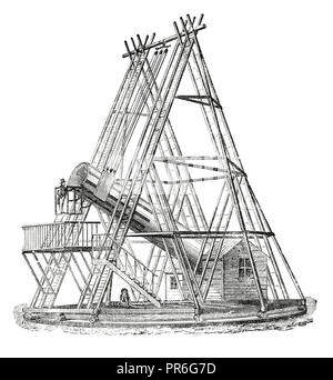 19. Abbildung von William Herschel 40-Fuß-Teleskop, auch als der Große Forty-Foot Teleskop - ein Spiegelteleskop b konstruiert bekannt Stockfoto