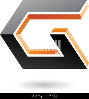 Vector Abbildung: Schwarz und Orange 3d Symbol für den Buchstaben G isoliert auf weißem Hintergrund Stock Vektor
