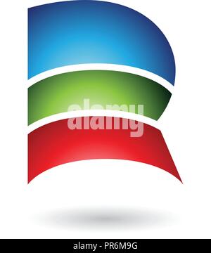 Vector Illustration des Blauen Brief R mit drei Schichten isoliert auf weißem Hintergrund Stock Vektor