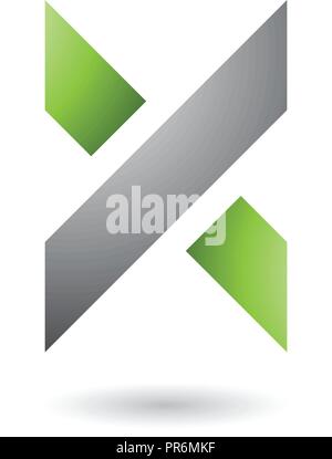Vector Illustration des grünen und grauen Dicken schattierte Buchstaben X isoliert auf weißem Hintergrund Stock Vektor