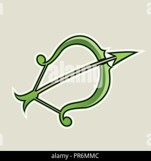 Vector Illustration der grüne Pfeil und Bogen Cartoon Symbol isoliert auf weißem Hintergrund Stock Vektor