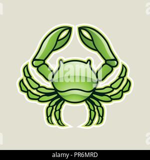 Vector Abbildung: Grün glänzend Krabben oder Krebs Symbol isoliert auf weißem Hintergrund Stock Vektor